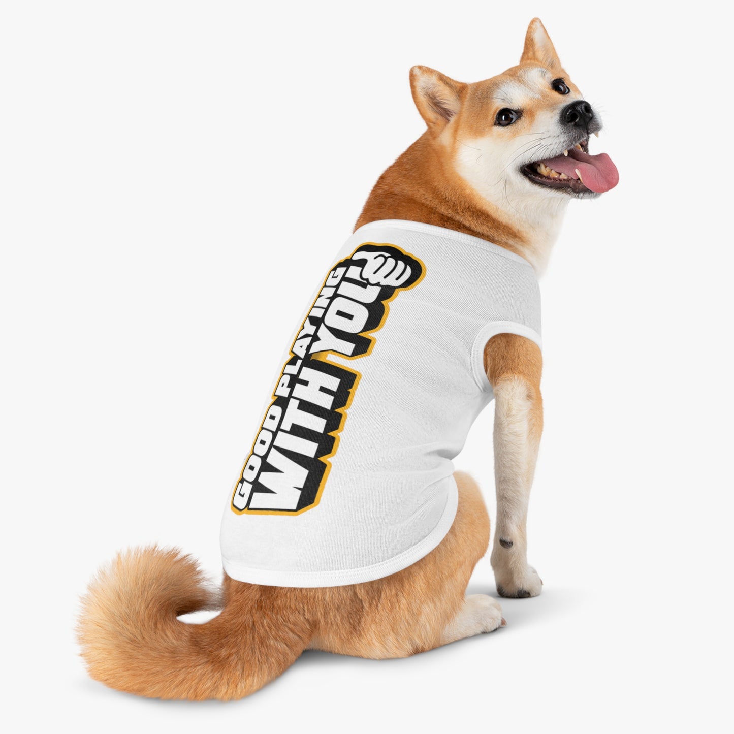 Cute Dog Tank Top - "Good Playing With You" Pet Apparel